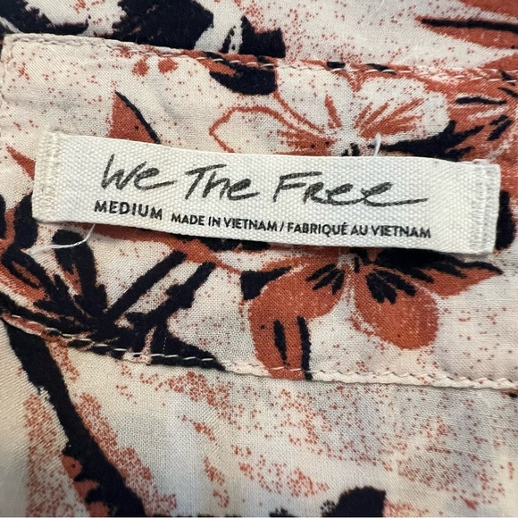Free People We the Free It’s a Vibe Button Up Shirt Retro Floral Hawaiian Medium - Picture 8 of 13